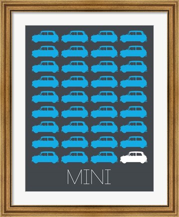 Framed Blue Mini Cooper Print