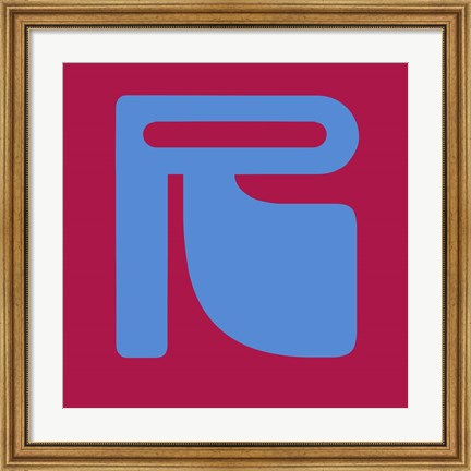 Framed Letter R Blue Print
