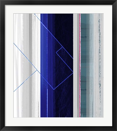 Framed Abstract White and Dark Blue Print