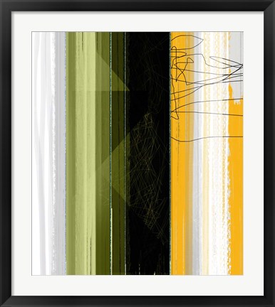 Framed Abstract Green and Yellow Print