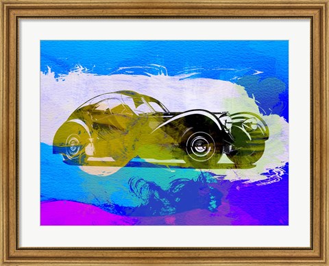 Framed Bugatti Atlantic Watercolor 2 Print