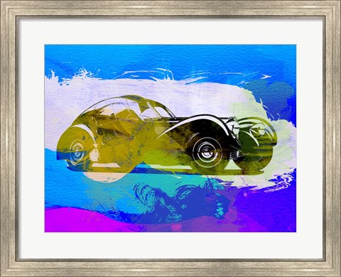 Framed Bugatti Atlantic Watercolor 2 Print