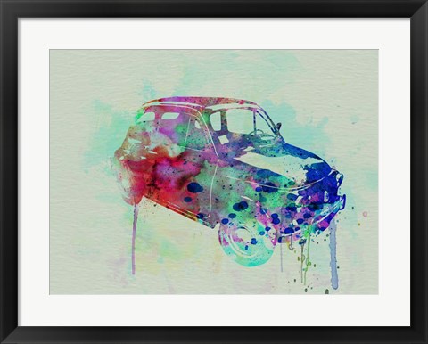 Framed Fiat 500 Watercolor Print