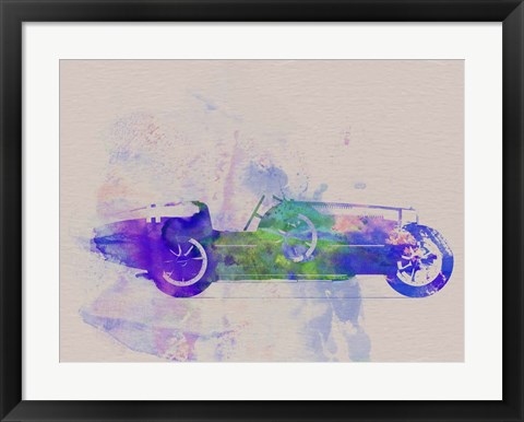 Framed Bugatti Type 35 R Watercolor 2 Print