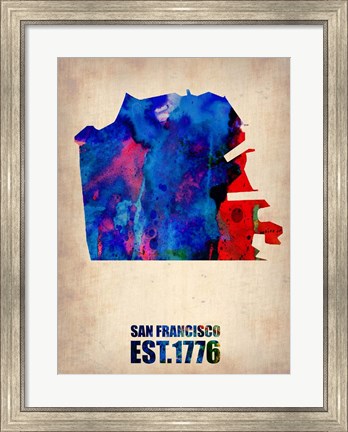 Framed San Francisco Watercolor Map Print