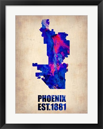 Framed Phoenix Watercolor Map Print