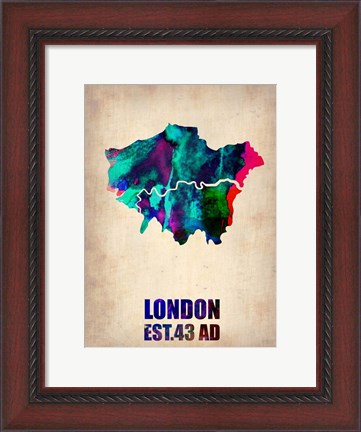 Framed London Watercolor Map 2 Print