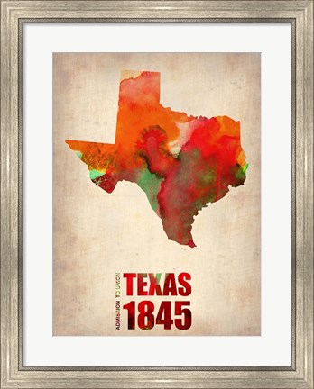 Framed Texas Watercolor Map Print