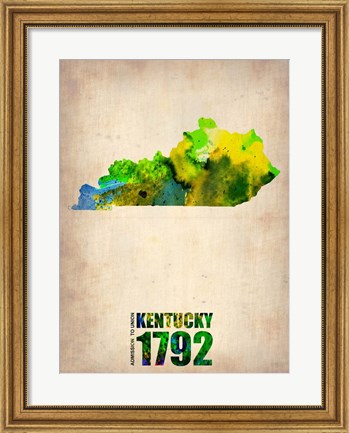 Framed Kentucky Watercolor Map Print