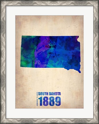 Framed South Dakota Watercolor Map Print