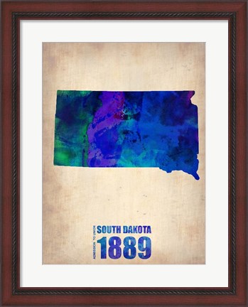 Framed South Dakota Watercolor Map Print
