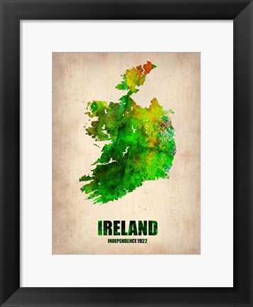 Framed Ireland Watercolor Map Print