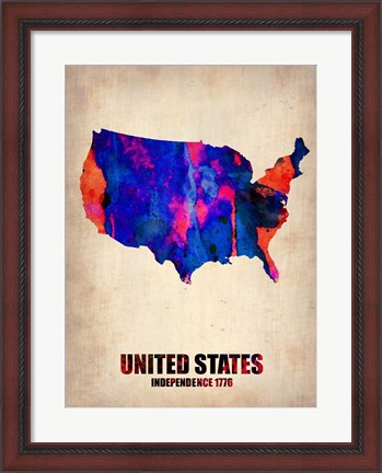 Framed USA Watercolor Map 1 Print