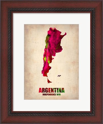 Framed Argentina Watercolor Map Print