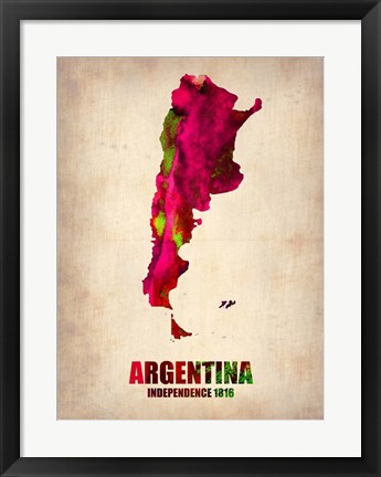 Framed Argentina Watercolor Map Print
