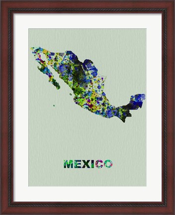 Framed Mexico Color Splatter Map Print
