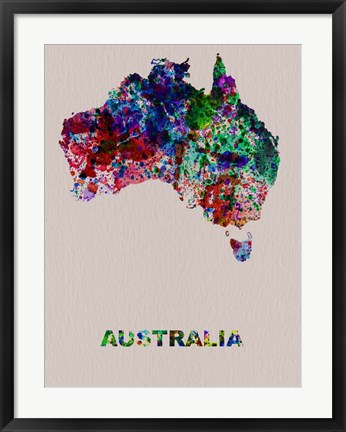 Framed Australia Color Splatter Map Print
