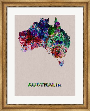 Framed Australia Color Splatter Map Print