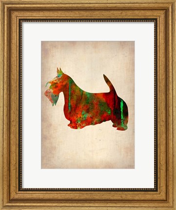 Framed Scottish Terrier Watercolor 2 Print