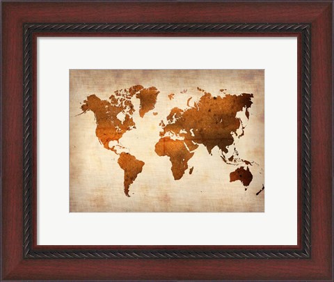 Framed World  Map 7 Print