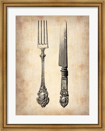 Framed Antique Knife and Fork Print