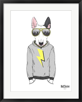 Framed Bull Terrier in City Style Print