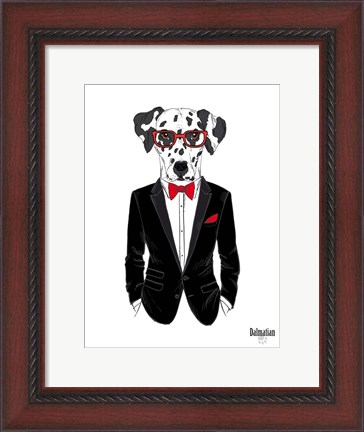 Framed Dalmatian Dog in Tuxedo Print