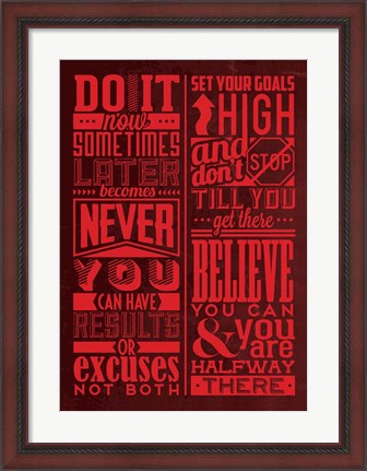 Framed Motivation Set Red Print