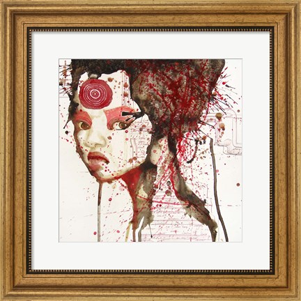 Framed Girl with Forehead Tattoo Print