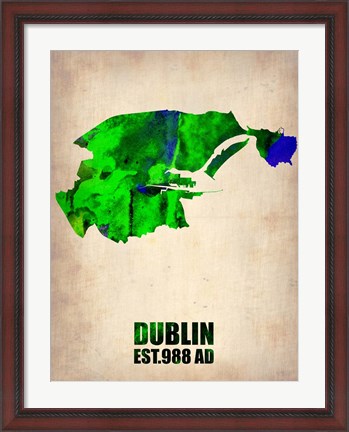 Framed Dublin Watercolor Map Print