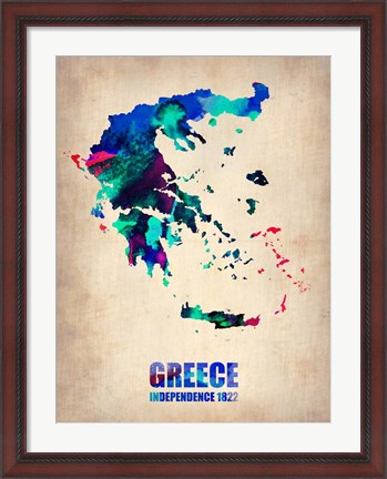 Framed Greece Watercolor Print