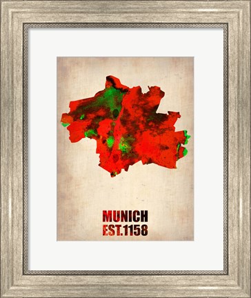 Framed Munich Watercolor Map Print