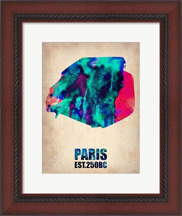 Framed Paris Watercolor Map Print
