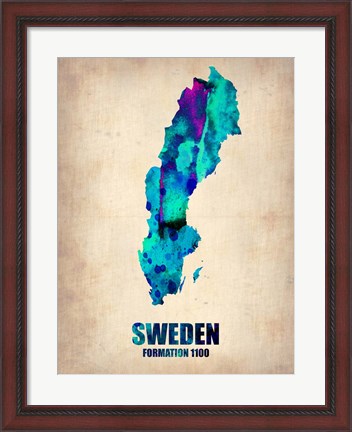 Framed Sweden Watercolor Print