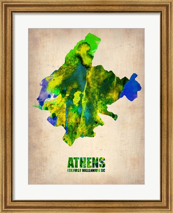 Framed Athens Watercolor Print