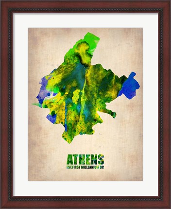 Framed Athens Watercolor Print