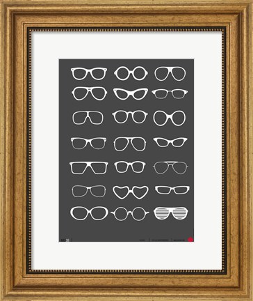 Framed Vintage Glasses 2 Print
