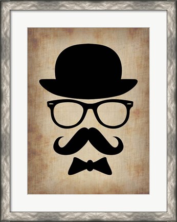 Framed Hat Glasses and Mustache 1 Print