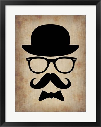 Framed Hat Glasses and Mustache 1 Print