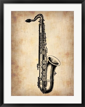 Framed Vintage Saxophone Print