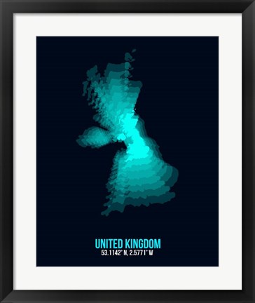 Framed United Kingdom Radiant Map 2 Print