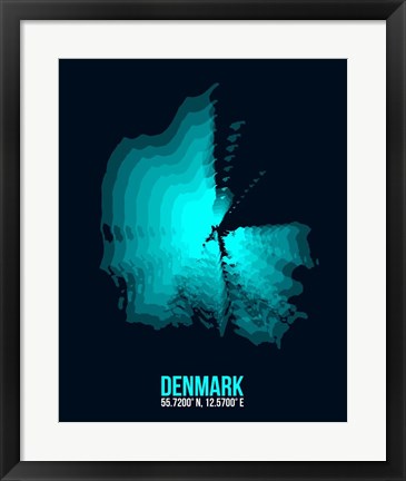 Framed Denmark Radiant Map 2 Print