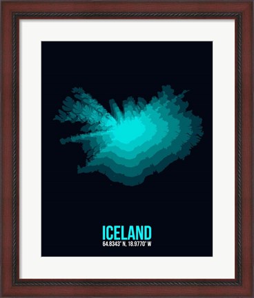 Framed Iceland Radiant Map 2 Print