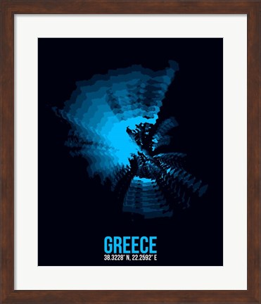 Framed Greece Radiant Map 3 Print