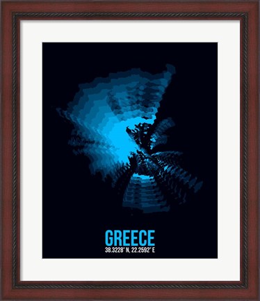 Framed Greece Radiant Map 3 Print