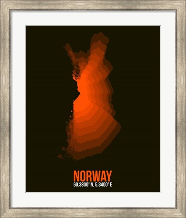 Framed Norway Radiant Map 1 Print