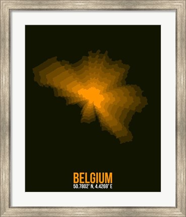 Framed Belgium Radiant Map 2 Print