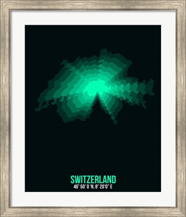 Framed Switzerland Radiant Map 3 Print