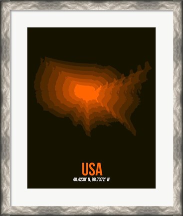 Framed USA Radiant Map 4 Print