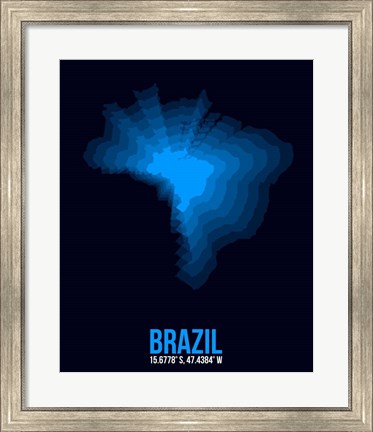 Framed Brazil Radiant Map 3 Print